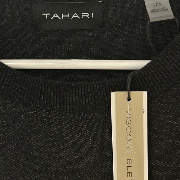 Tahari Women's Black viscose blend Crewneck Sweater - Picture 3 of 8